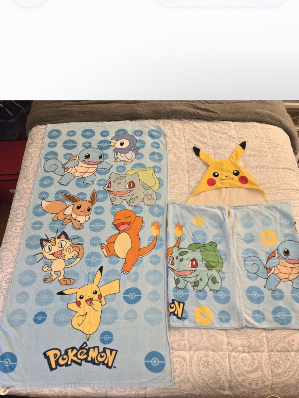 Kids' Pokemon Pikachu Kids Cotton Hooded Towel & Pokemon Towel